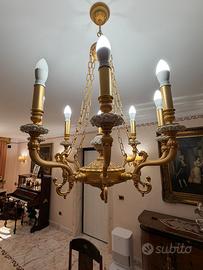 Coppia lampadari dorati
