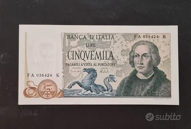 Banconota 5000 lire 1973  - Colombo Caravelle