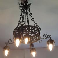 lampadario liberty  in ferro 5 luci cm 33x60/h78