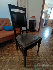 set 6 sedie antiche in legno e pelle primi 900