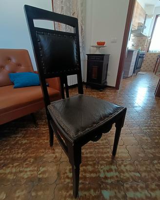 set 6 sedie antiche in legno e pelle primi 900
