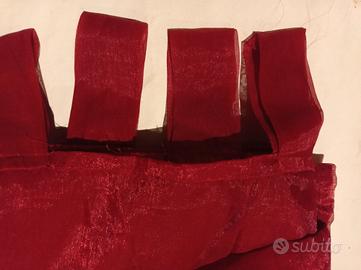 Coppia di Tende in organza rosso bordò trasparenti
