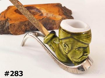 Pipa CHIOGGIOTTA testa verde in terracotta