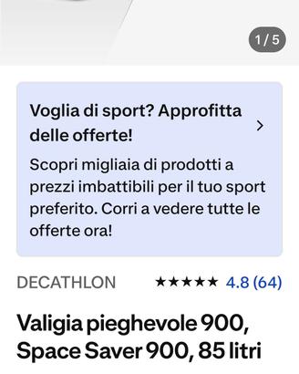 trolley 85lt pieghevole decathlon 