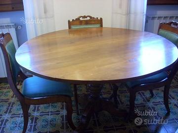 Tavolo Rotondo con alzata a "vela" + 5 Sedie '800