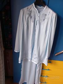 set vestaglia+camicia da notte celeste 