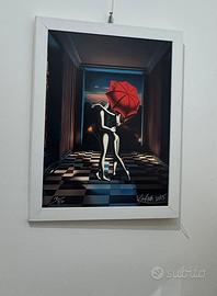 Grafica di Mark Kostabi con cornice