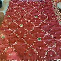 Sari indiano originale in seta ricamato a mano