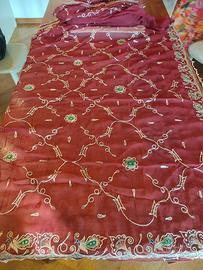 Sari indiano originale in seta ricamato a mano
