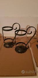 coppia portabottiglia ferro battuto 