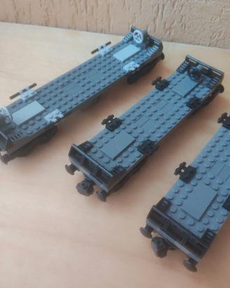 LEGO 3 VAGONI MERCI MOC PEZZI ORIGINALI LEGO