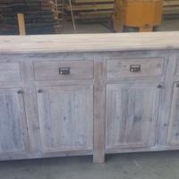 credenza in abete vecchio 4 ante 4 cassetti sbianc