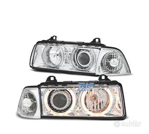 FARI BMW E36 90-99 ANGEL EYES HALOGENO FONDO CROMA