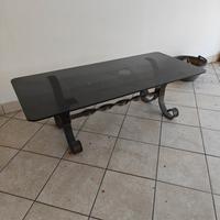 tavolino vetro e ferro battuto 