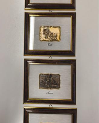 Set 4  quadretti "le quattro stagioni'Argento  925
