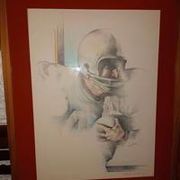 Fieschi G dipinto vintage giocatore di football am