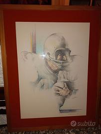 Fieschi G dipinto vintage giocatore di football am