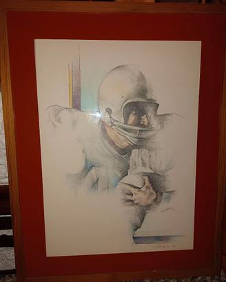 Fieschi G dipinto vintage giocatore di football am