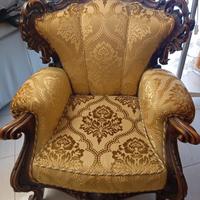 POLTRONA VINTAGE STILE BAROCCO IN LEGNO INTAGLIATO