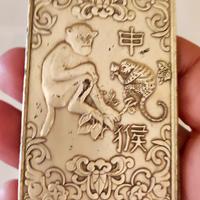 Antico pendente in argento tibetano, rettangolare
