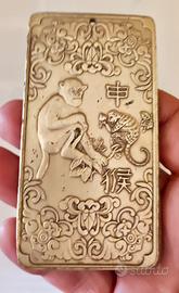 Antico pendente in argento tibetano, rettangolare