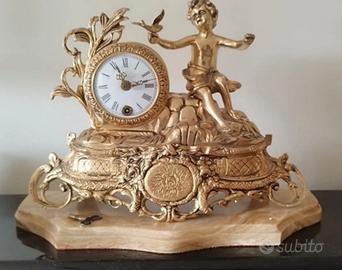 orologio da camino +coppia candelabri  vintage