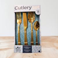 Posate dorate set 16 pezzi