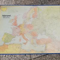 Carta geografica poster Europa anni 80