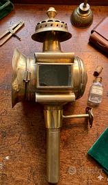 Antica Lanterna/Faro per Carrozza in Ottone Lucido