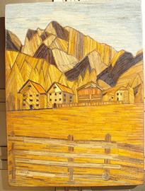 Quadro mosaico listelli legno d'epoca /175