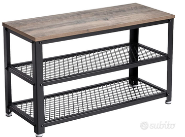 VASAGLE Panca per Scarpe, Scaffale a 2 livelli, Or