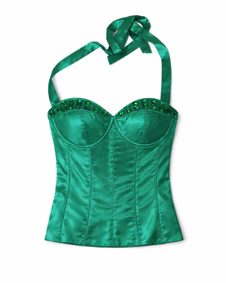 Top sartoriale pezzo unico colore verde smeraldo