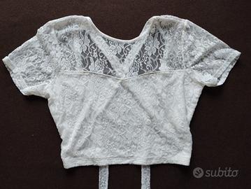 Maglietta corta bianca con pizzo