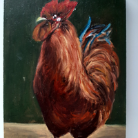 Olio su tavola - Gallo