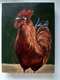 Olio su tavola - Gallo
