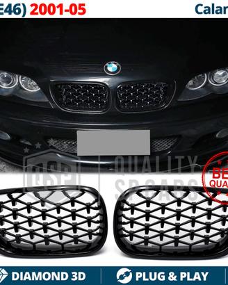 GRIGLIE per BMW Serie 3 E46 Mascherine Nero Lucido