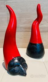 Coppia di Corni Portafortuna in Ceramica