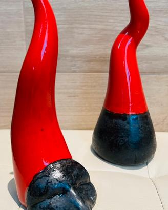 Coppia di Corni Portafortuna in Ceramica