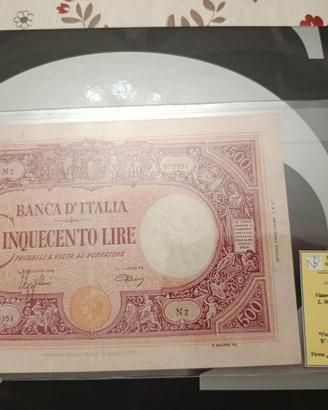 banconota 500 lire Italia periziata