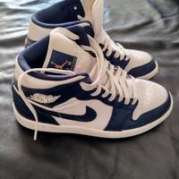 Air Jordan 1  originali n40 bianche e blu scuro 