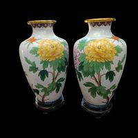 Coppia vasi vintage bronzo smalto cloisonne'.