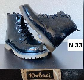 stivaletto Anfibio n33 Nero lucido Glitter 10 Baci