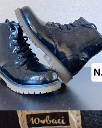 stivaletto Anfibio n33 Nero lucido Glitter 10 Baci