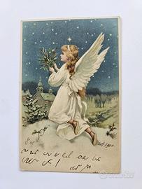 Cartolina antica viaggiata ANGELO CHE PREGA