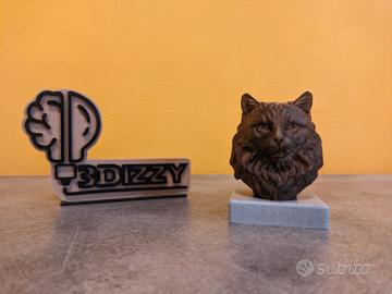 Busto Gatto Artistico 10cm  Effetto Bronzo e Marmo