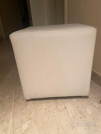 Pouf bianco in pelle