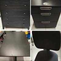 Scrivania,cassetto,cassettone,3 mobili 1 sedia