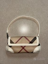 BURBERRY bag (nova check white leather small bag)