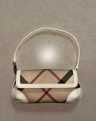 BURBERRY bag (nova check white leather small bag)