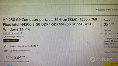 PC portatile HP 250 G9 15,6 pollici-Pari al nuovo